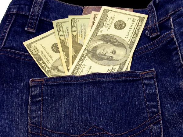 Dinheiro em um bolso — Fotografia de Stock
