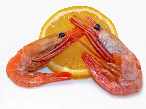 Shrimps & lemon Stock Image