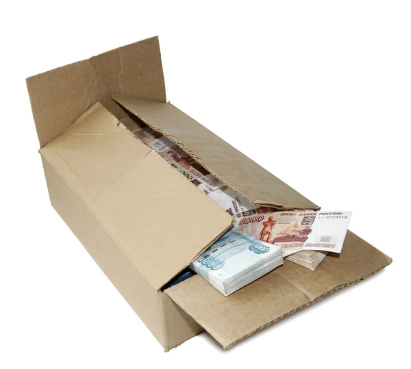 Rubles in box — Stock Photo, Image