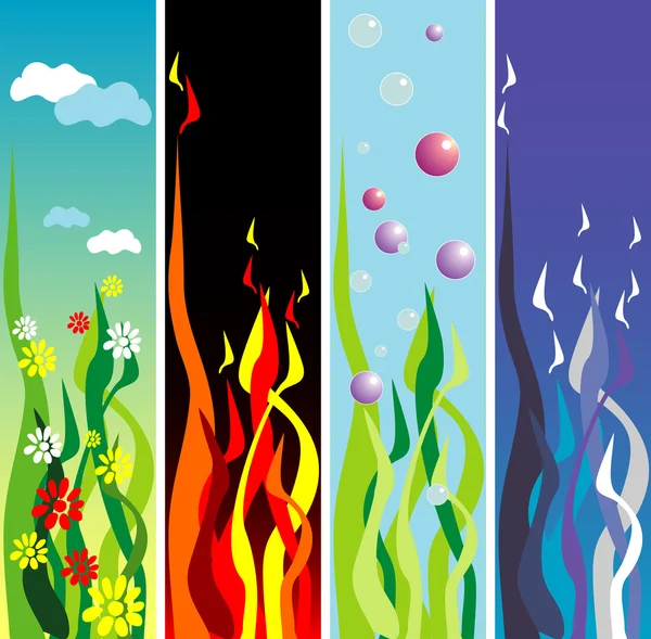 地球、 火、 水、 空气 — 图库矢量图片