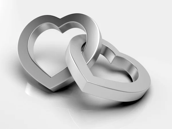 Silver hearts — Stock Photo, Image