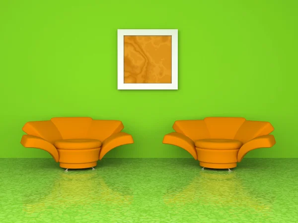 オレンジ色の肘掛け椅子 — ストック写真