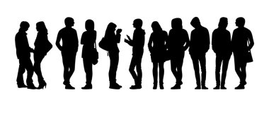 Silhouettes of teenagers clipart