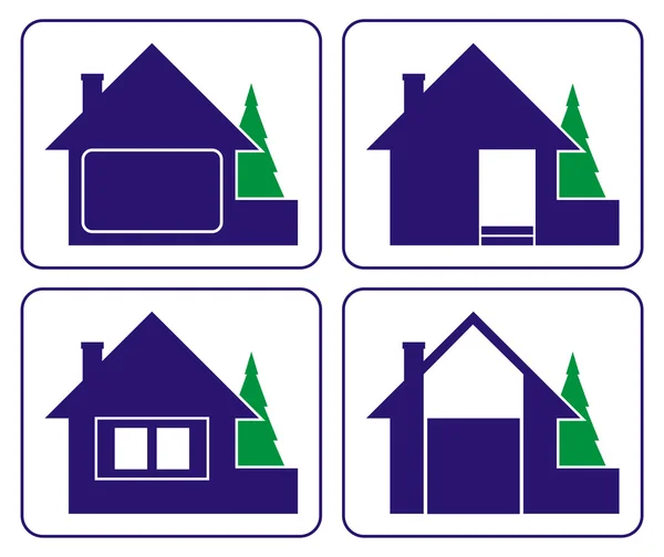 Petite maison avec un sapin (logo ) — Image vectorielle