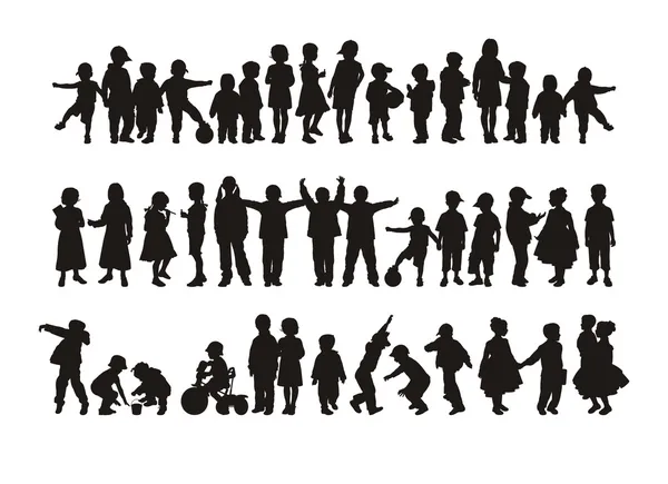 Silhouettes d'enfants heureux — Image vectorielle