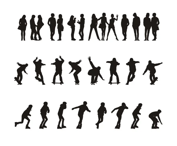 Silhouettes de jeunes hommes — Image vectorielle