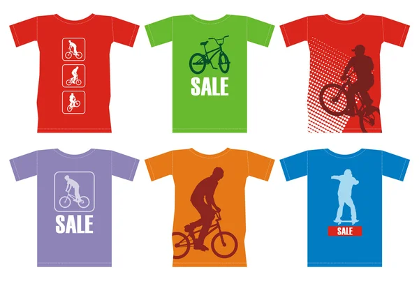 T-shirts με ποδηλάτες 2 — Διανυσματικό Αρχείο