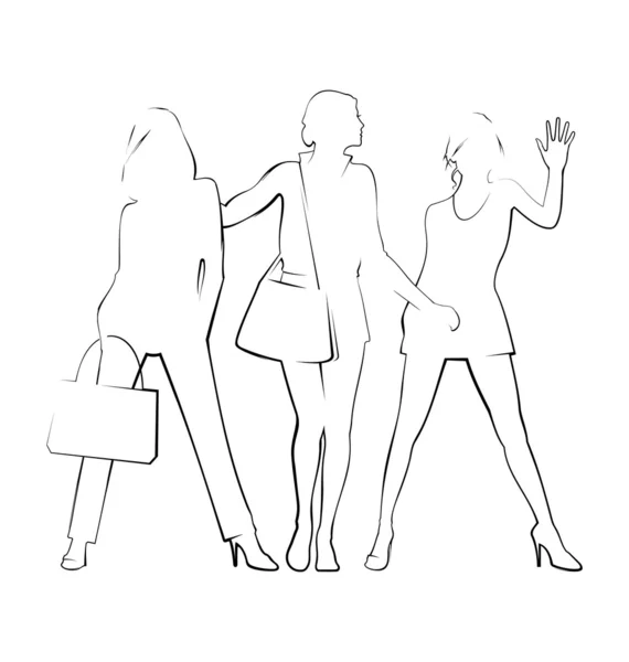 現代女性 3 の図面 — ストックベクタ
