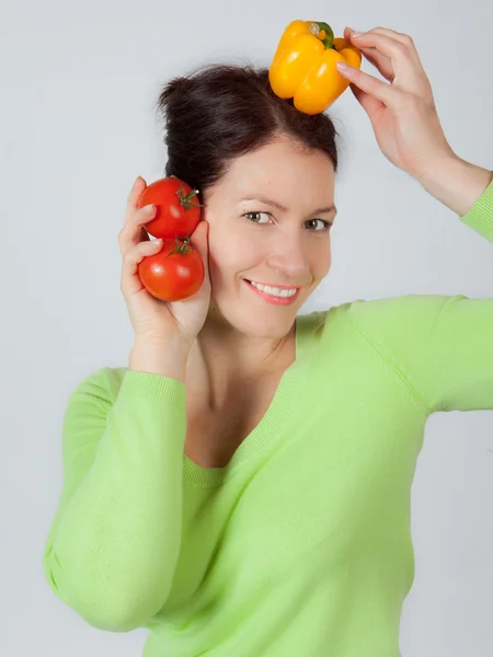 Woman with vegetables — Stock Photo, Image