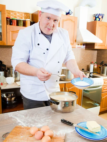 stock image Cook man in kitchen