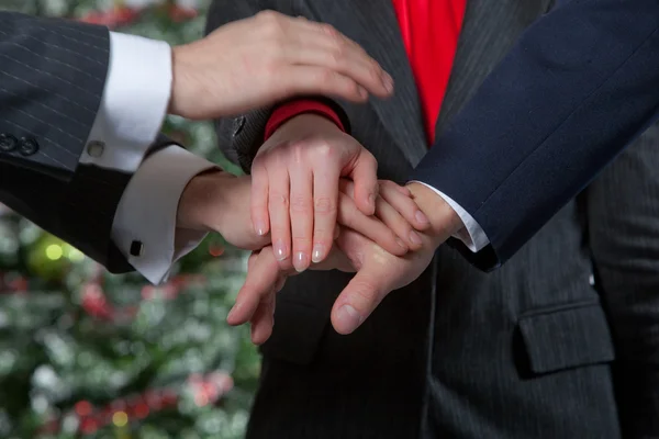 Business hands together