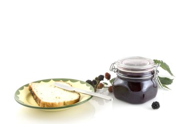 Blackberry jam with bread clipart