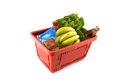 Shopping basket with daily products clipart