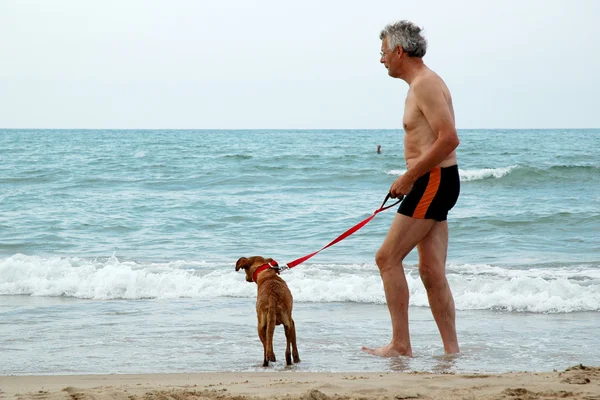 Férfi kutyával — Stock Fotó