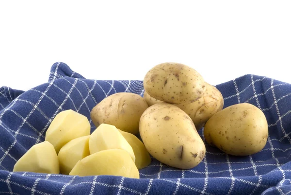 Potatoes on blue — Stock Photo, Image