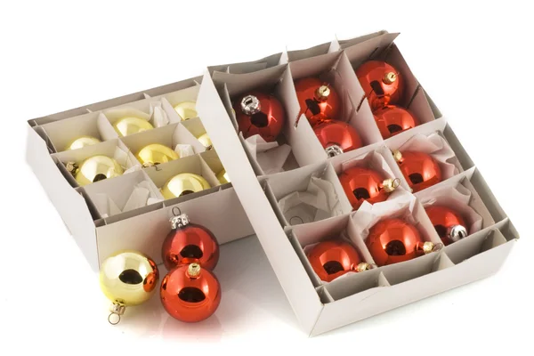 Boxes christmas balls — Stock Photo, Image