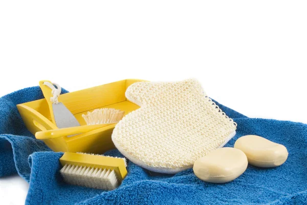 Scrubbing in yellow and blue — Stock Photo, Image