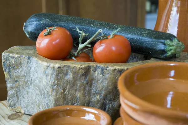 Tomates e aboborinhas — Fotografia de Stock