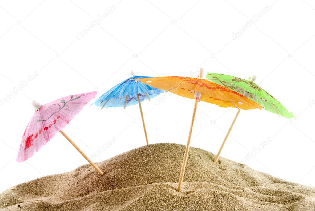 Cheerful parasols on the beach