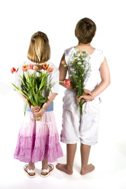 Flowers from the children clipart