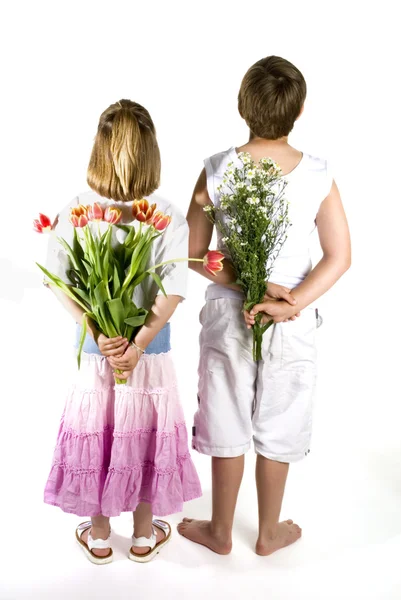 Flowers from the children — Stock Photo, Image