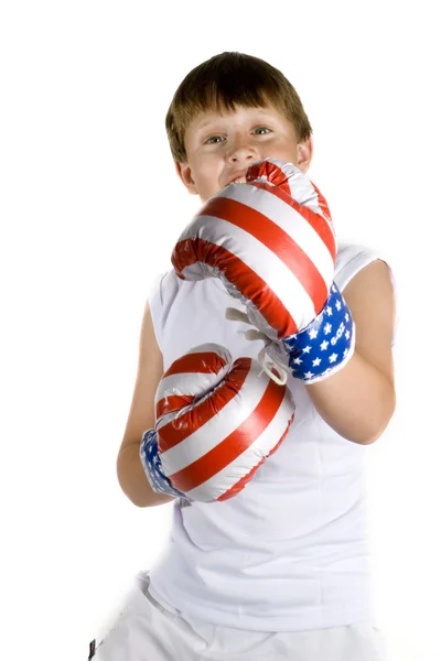 Boy with boxing-gloves — Stock Photo, Image