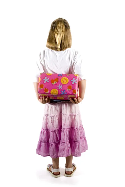 Girl with a present — Stock Photo, Image