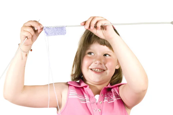 Knitting girl — Stock Photo, Image