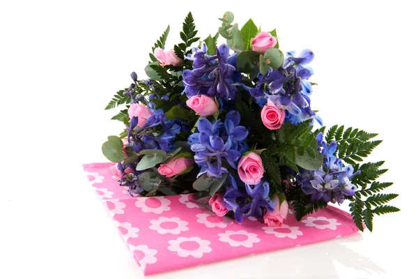 Bouquet in blue and pink — 图库照片