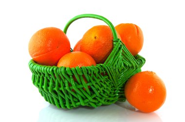 Oranges in green basket clipart