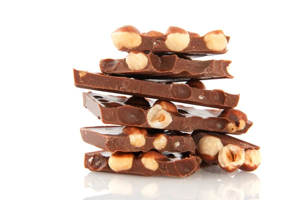 Chocolate bar with hazelnuts — Stock Photo, Image