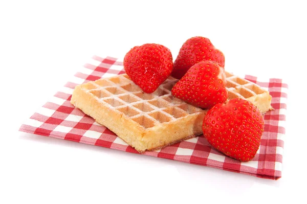 Belgian waffles with strawberries — Stock Photo, Image