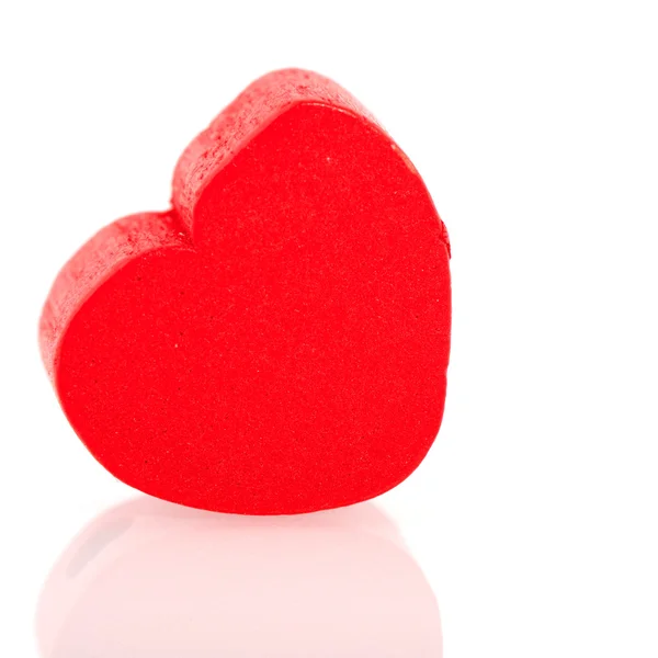 Červené dřevěné srdce — Stock fotografie