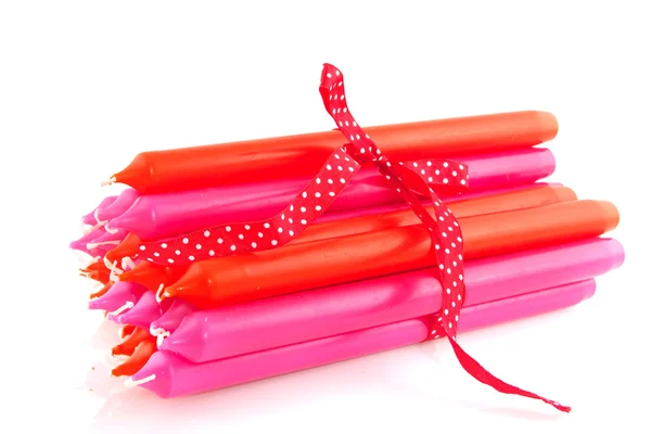 Roze en oranje kaarsen — Stockfoto