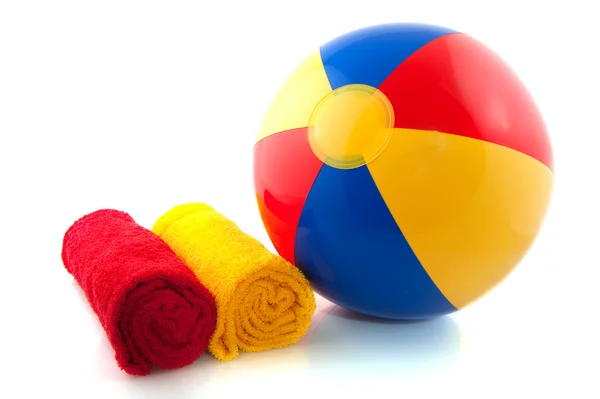 stock image Beachball and rolled towels