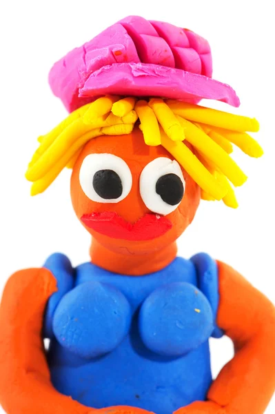 Portrait of a female clay puppet — Stock Photo, Image