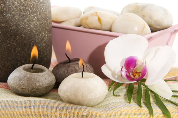 Wellness in gray with orchid — Stock Photo, Image