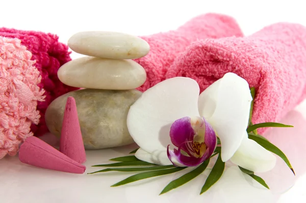Wellness in rosa mit Orchidee — Stockfoto