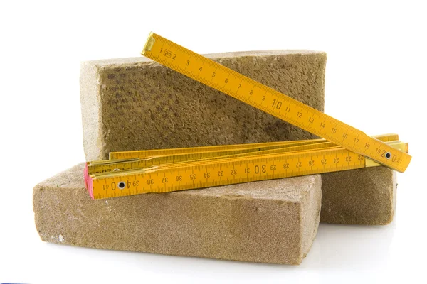 Bricks and work tools — Stock Photo, Image