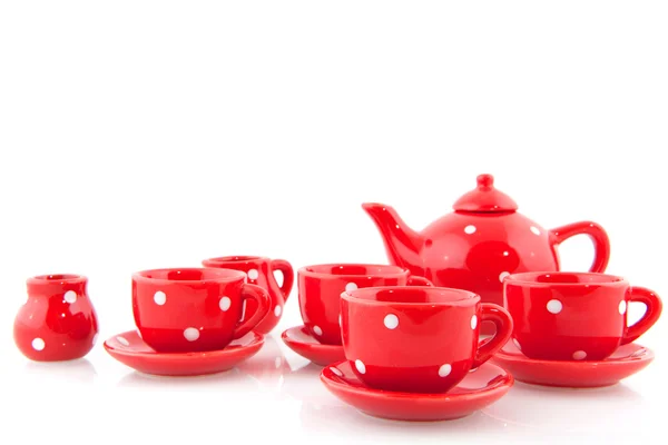 Red spotted crockery — Stock Photo, Image