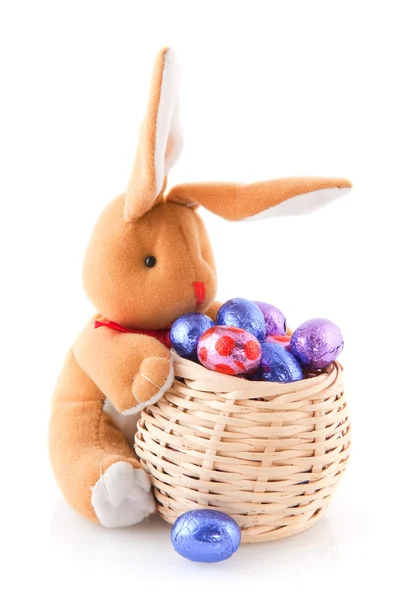 Easter hare with eggs — Stock Photo, Image