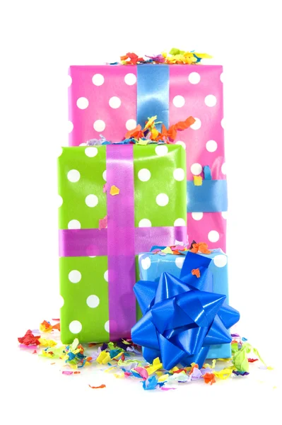 Presentes coloridos de aniversário — Fotografia de Stock