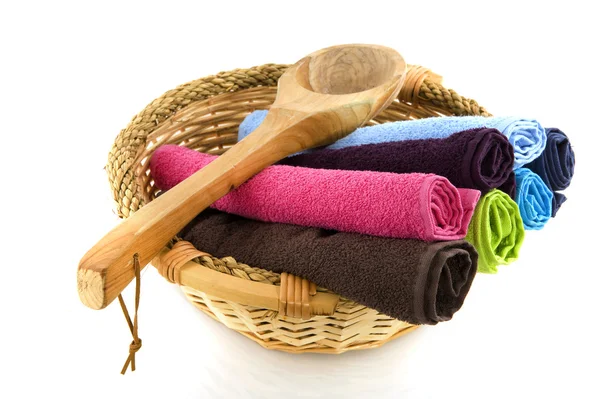 Válcované ručníky pro saunu — Stock fotografie