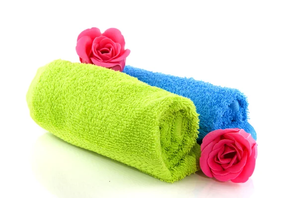Modré a zelené ručníky — Stock fotografie