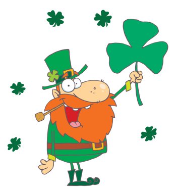 şanslı leprechaun shamrock kadar holding