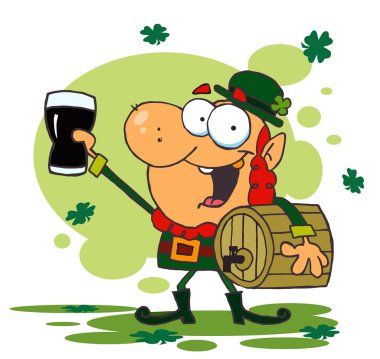 Lucky Leprechaun Toasting With A Glass clipart