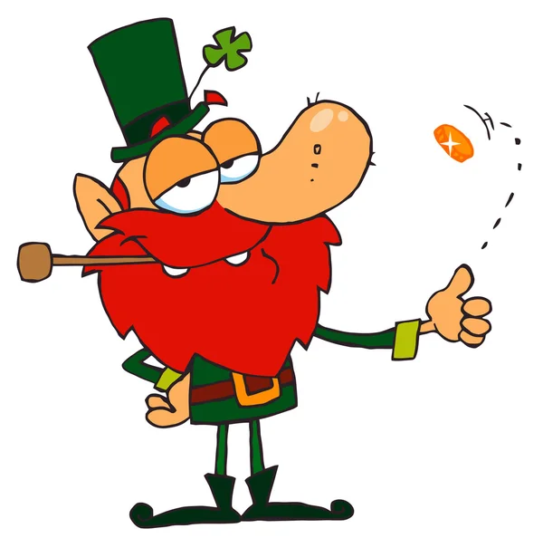 Leprechaun Playing with A Gold Coin — Stock Photo, Image