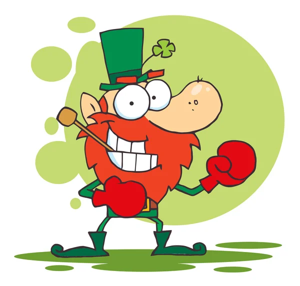 Boxing Leprechaun With A Pipe — Stock Photo, Image