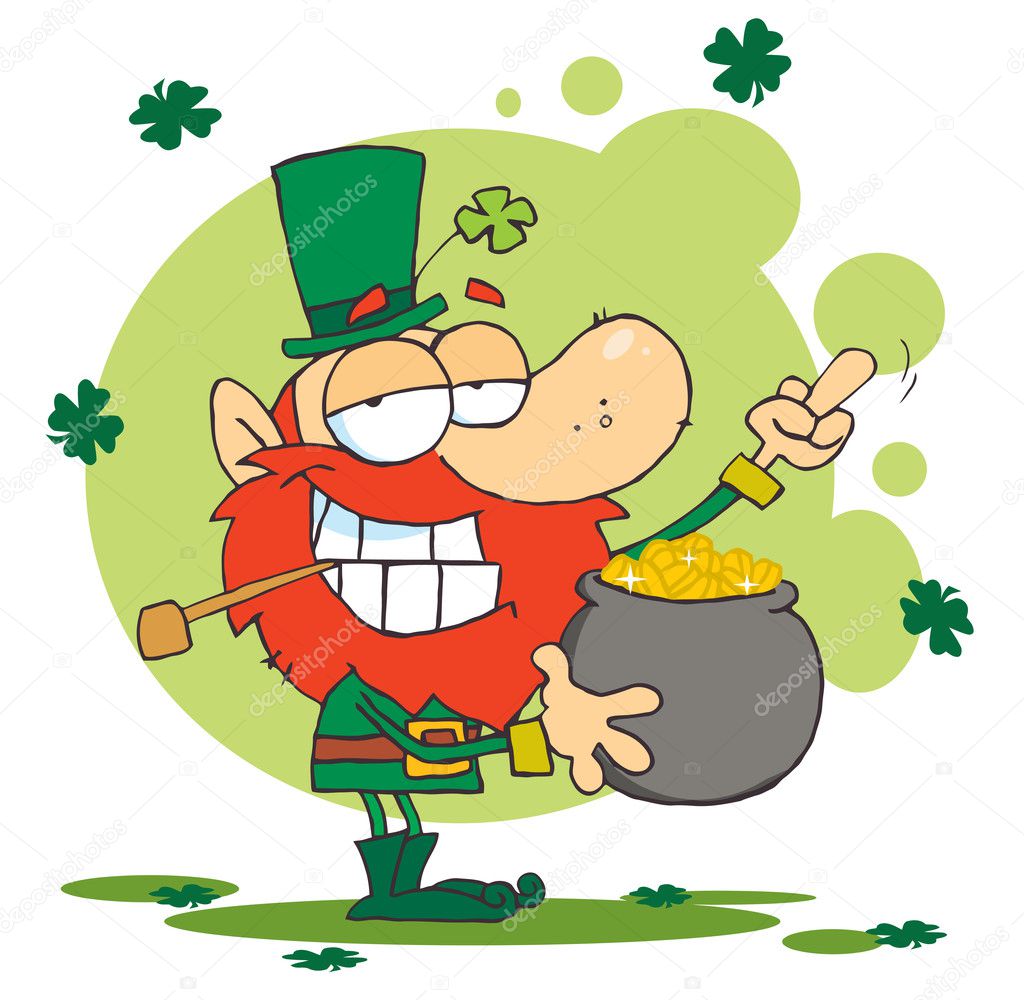 Leprechaun Holding A Pot Of Gold And Flipping His Middle Finger