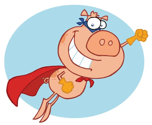 Супер герой свинья — стоковое фото